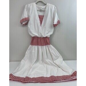 Vintage Miss Oops Red &  White Retro Nautical  Dress Fit & Flare
